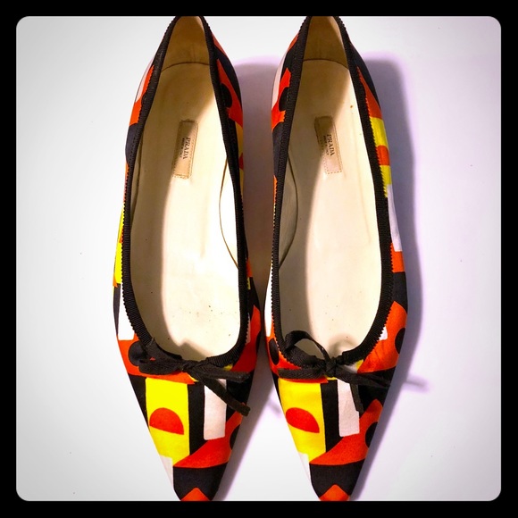 Prada Shoes - Authentic Prada Satin Geometric Pointed Toe Flats